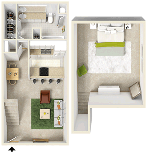 One Bedroom / One Bath - 690 Sq. Ft.*